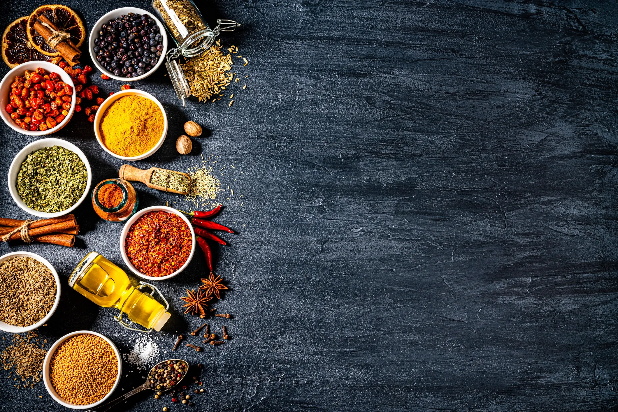 Assorted whole and ground spices